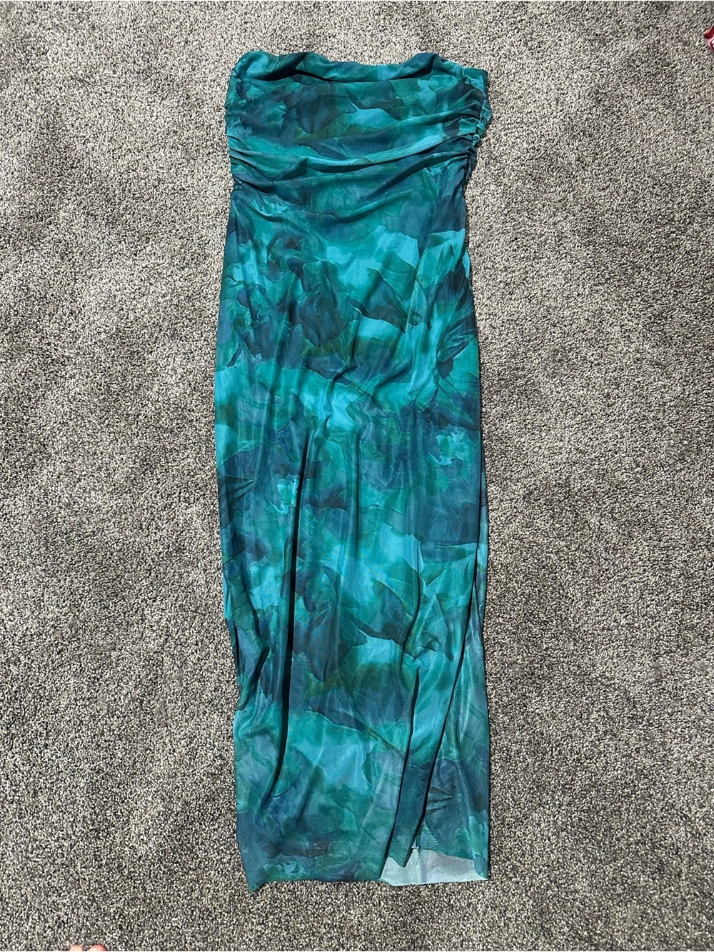 SHEIN Teal and Dark Blue Strapless Maxi Dress